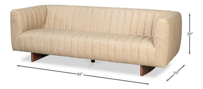 Denys Cappuccino White Leather Sofa - LOOMLAN - Sarreid - Sofas & Loveseats
