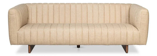 Denys Cappuccino White Leather Sofa - LOOMLAN - Sarreid - Sofas & Loveseats