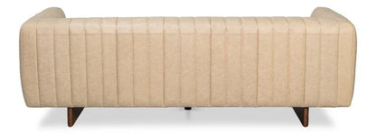 Denys Cappuccino White Leather Sofa - LOOMLAN - Sarreid - Sofas & Loveseats