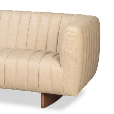 Denys Cappuccino White Leather Sofa - LOOMLAN - Sarreid - Sofas & Loveseats