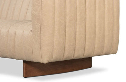 Denys Cappuccino White Leather Sofa - LOOMLAN - Sarreid - Sofas & Loveseats