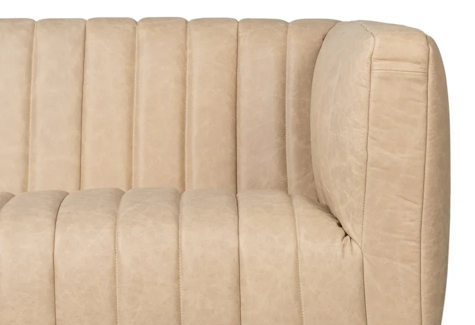 Denys Cappuccino White Leather Sofa - LOOMLAN - Sarreid - Sofas & Loveseats