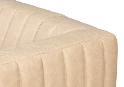 Denys Cappuccino White Leather Sofa - LOOMLAN - Sarreid - Sofas & Loveseats