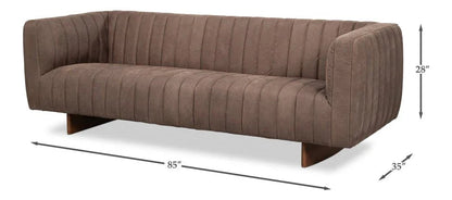 Denys Top Grain Leather Brown Sofa - LOOMLAN - Sarreid - Sofas & Loveseats