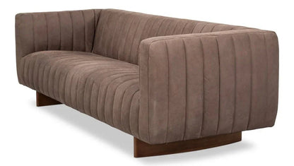 Denys Top Grain Leather Brown Sofa - LOOMLAN - Sarreid - Sofas & Loveseats
