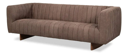 Denys Top Grain Leather Brown Sofa - LOOMLAN - Sarreid - Sofas & Loveseats
