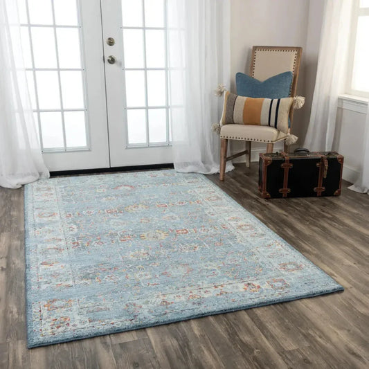 Deri Floral Blue/ Beige Large Area Rugs For Living Room - LOOMLAN - LOOMLAN - Area Rugs