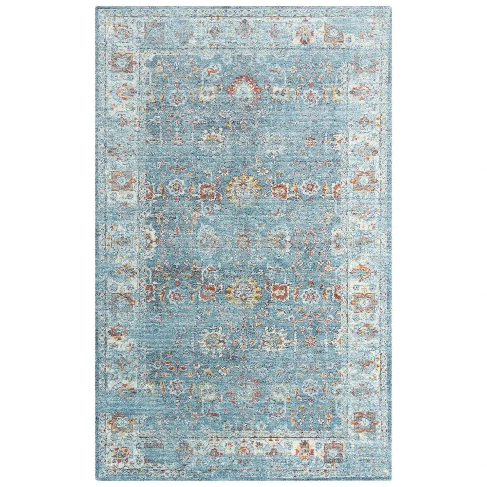 Deri Floral Blue/ Beige Large Area Rugs For Living Room - LOOMLAN - LOOMLAN - Area Rugs