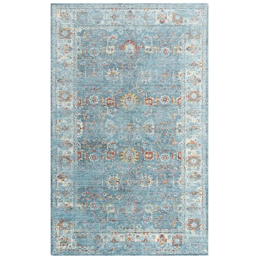 Deri Floral Blue/ Beige Large Area Rugs For Living Room - LOOMLAN - LOOMLAN - Area Rugs