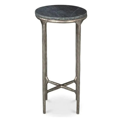 Derrick Iron & Marble Black Round End Table - LOOMLAN - Side Tables
