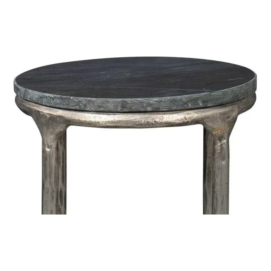 Derrick Iron & Marble Black Round End Table - LOOMLAN - Side Tables