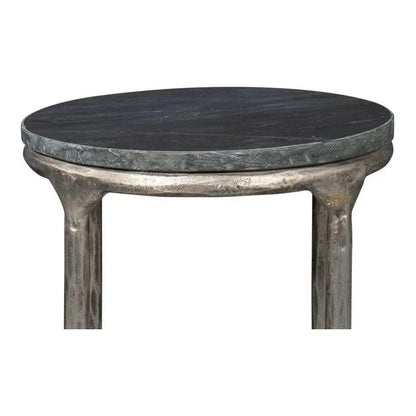 Derrick Iron & Marble Black Round End Table - LOOMLAN - Side Tables