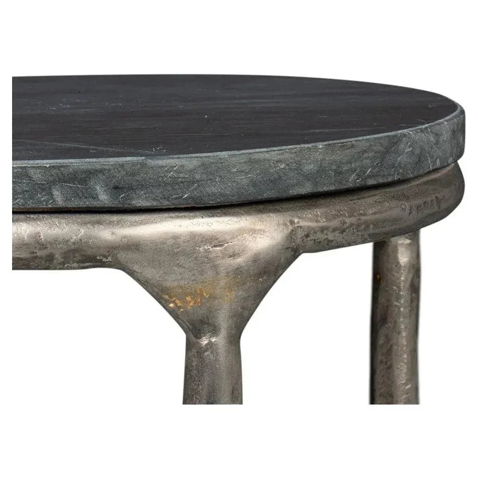 Derrick Iron & Marble Black Round End Table - LOOMLAN - Side Tables