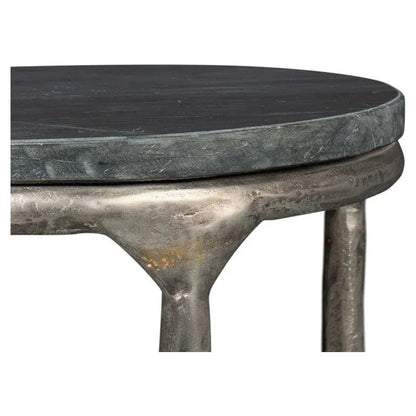 Derrick Iron & Marble Black Round End Table - LOOMLAN - Side Tables