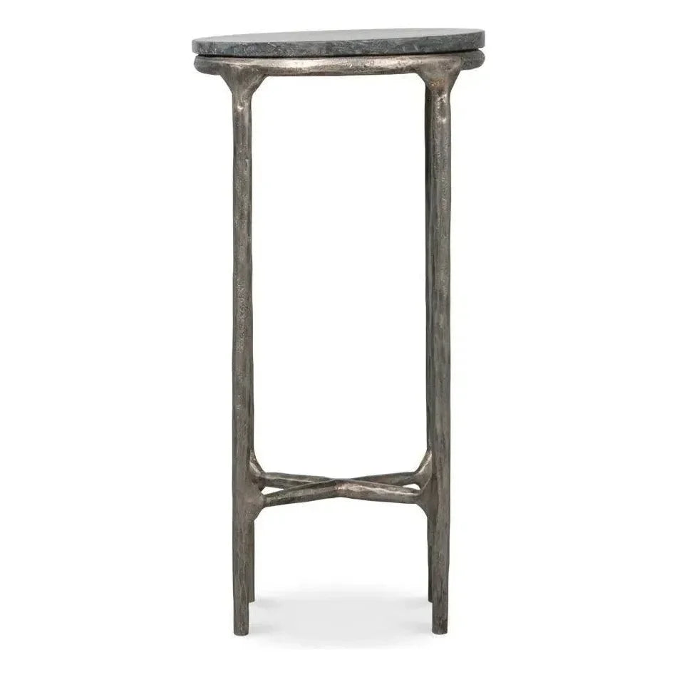 Derrick Iron & Marble Black Round End Table - LOOMLAN - Side Tables
