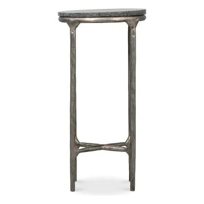 Derrick Iron & Marble Black Round End Table - LOOMLAN - Side Tables