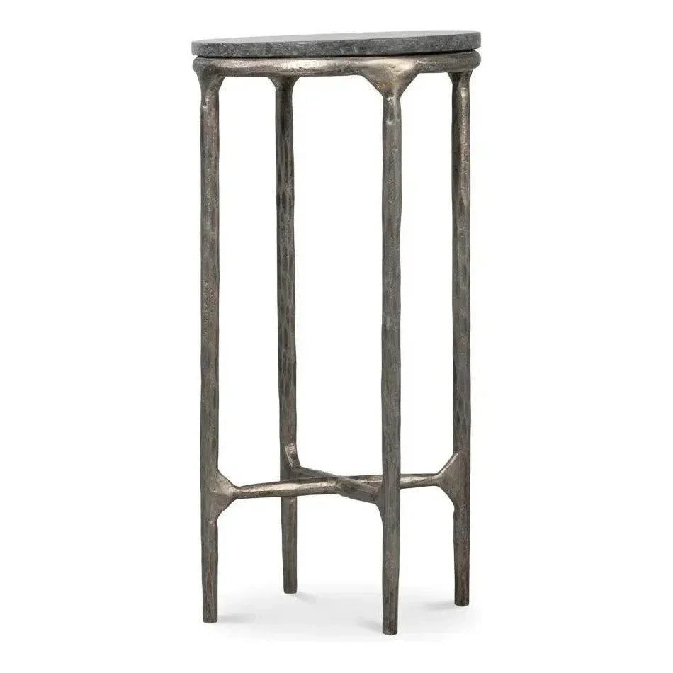 Derrick Iron & Marble Black Round End Table - LOOMLAN - Side Tables