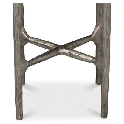Derrick Iron & Marble Black Round End Table - LOOMLAN - Side Tables