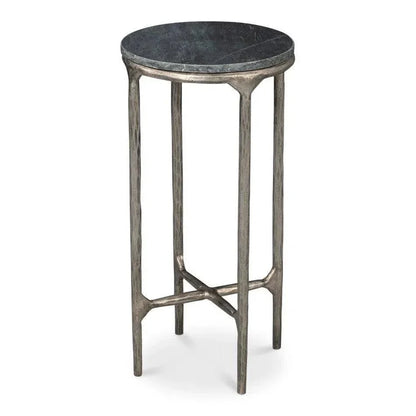 Derrick Iron & Marble Black Round End Table - LOOMLAN - Side Tables