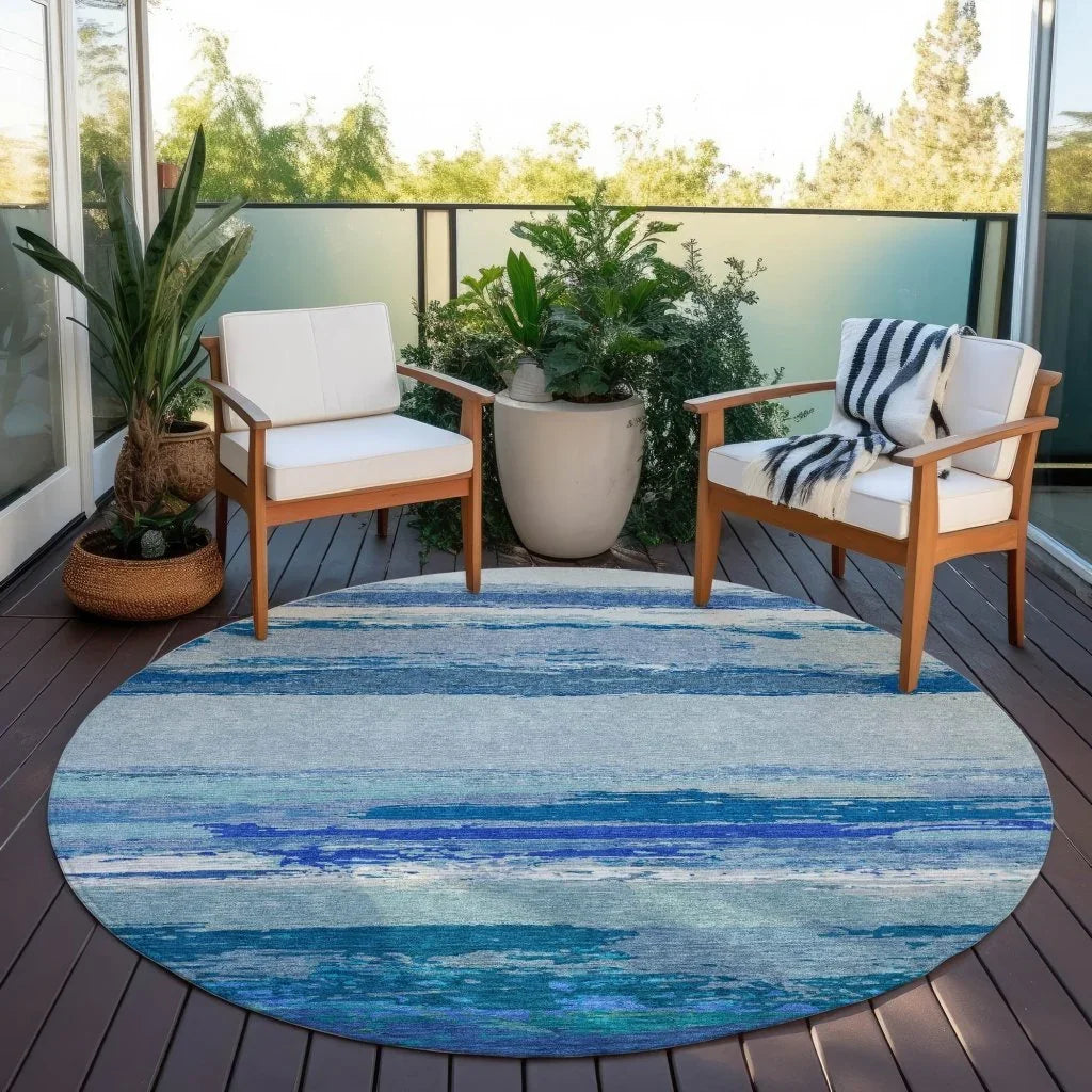 Dervika Blue Washable Indoor - Outdoor Rug - LOOMLAN - LOOMLAN Rugs - Outdoor Rugs