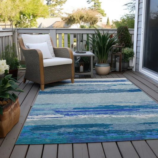 Dervika Blue Washable Indoor - Outdoor Rug - LOOMLAN - LOOMLAN Rugs - Outdoor Rugs
