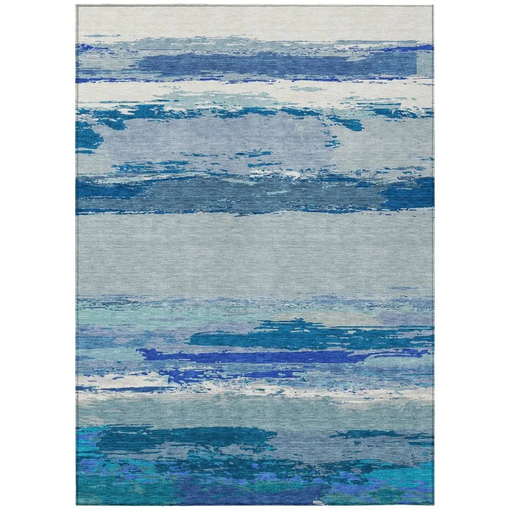Dervika Blue Washable Indoor - Outdoor Rug - LOOMLAN - LOOMLAN Rugs - Outdoor Rugs