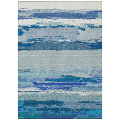 Dervika Blue Washable Indoor - Outdoor Rug - LOOMLAN - LOOMLAN Rugs - Outdoor Rugs