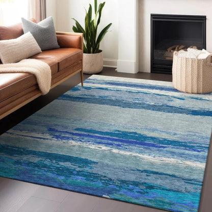 Dervika Blue Washable Indoor - Outdoor Rug - LOOMLAN - LOOMLAN Rugs - Outdoor Rugs