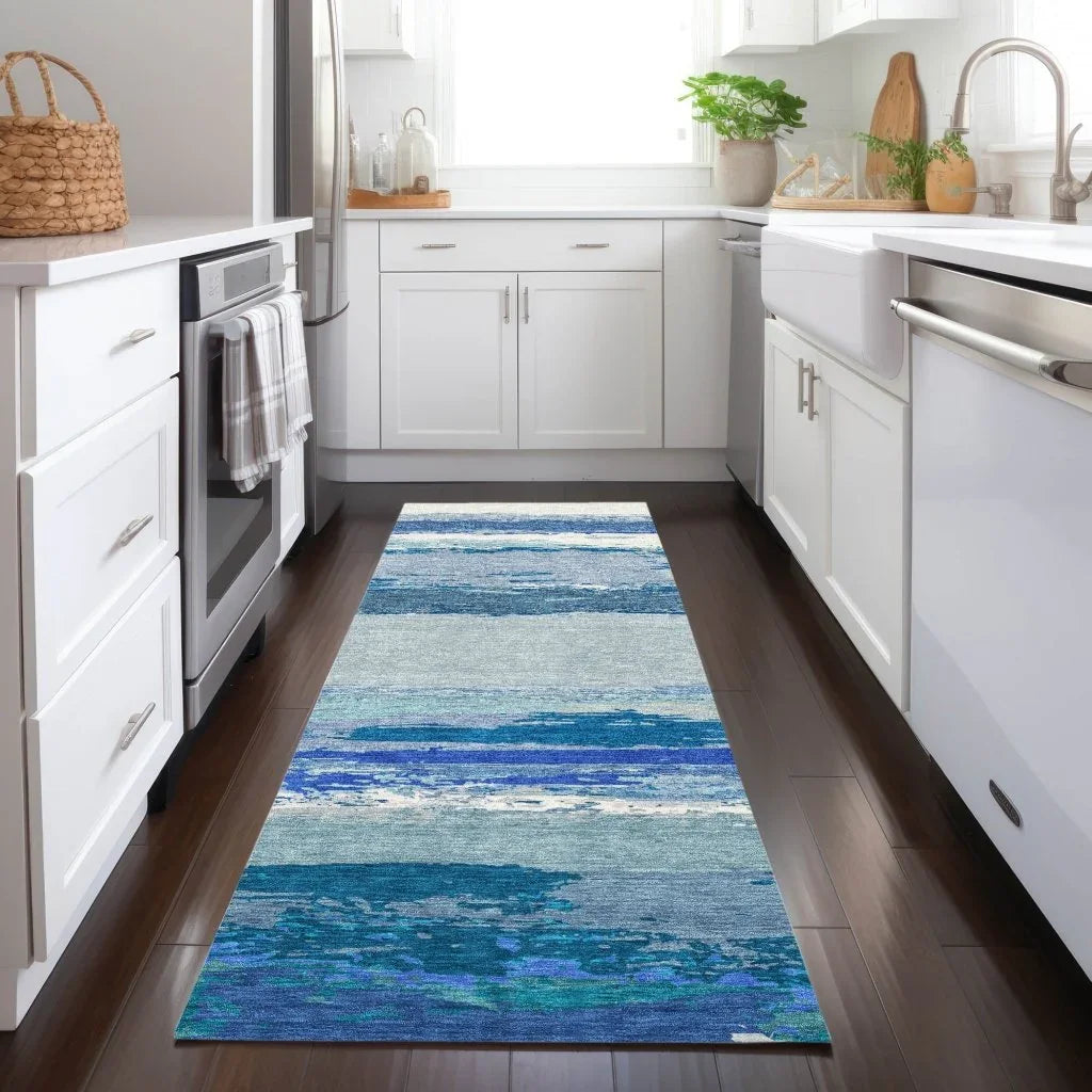 Dervika Blue Washable Indoor - Outdoor Rug - LOOMLAN - LOOMLAN Rugs - Outdoor Rugs