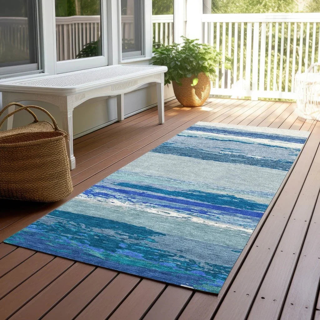 Dervika Blue Washable Indoor - Outdoor Rug - LOOMLAN - LOOMLAN Rugs - Outdoor Rugs
