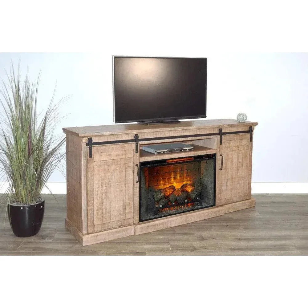 Desert Rock TV Console Fireplace Option Light Brown - LOOMLAN - Sunny D - TV Stands & Media Centers