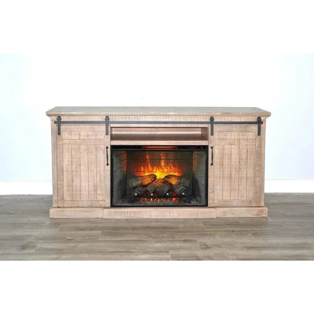 Desert Rock TV Console Fireplace Option Light Brown - LOOMLAN - Sunny D - TV Stands & Media Centers