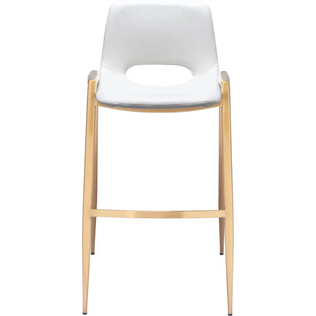 Desi Steel White & Gold Barstool (Set of 2) - LOOMLAN - Zuo Modern - Bar Stools
