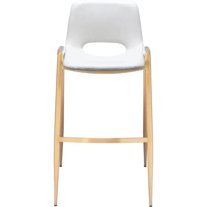 Desi Steel White & Gold Barstool (Set of 2) - LOOMLAN - Zuo Modern - Bar Stools