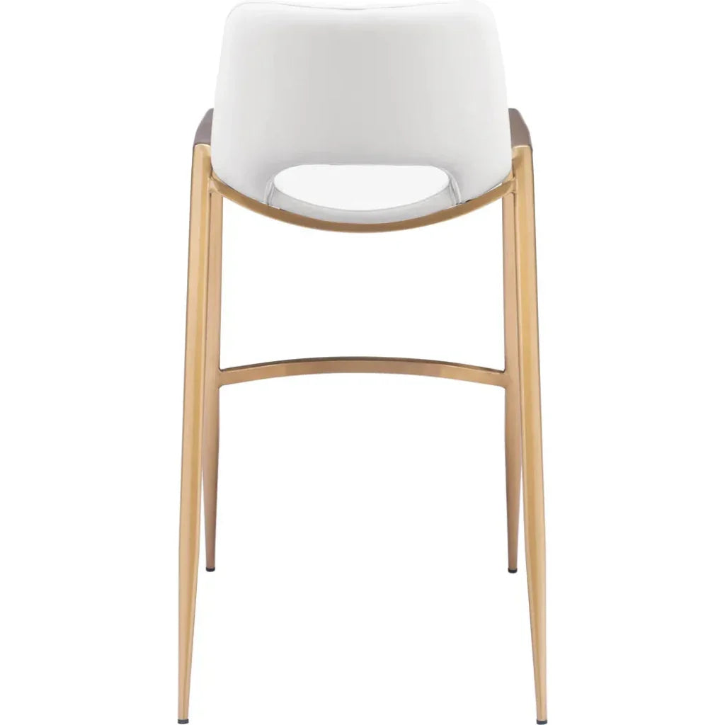 Desi Steel White & Gold Barstool (Set of 2) - LOOMLAN - Zuo Modern - Bar Stools