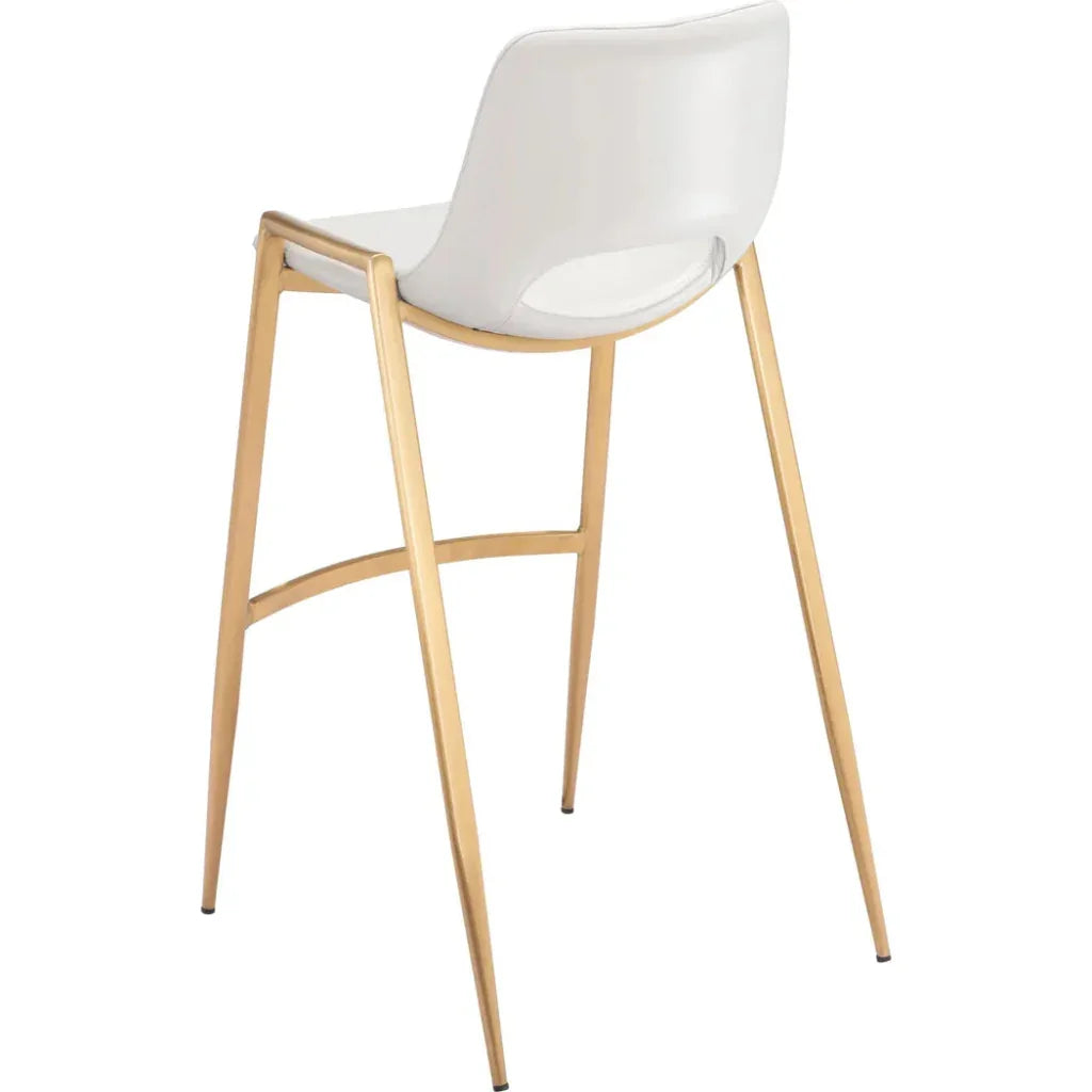 Desi Steel White & Gold Barstool (Set of 2) - LOOMLAN - Zuo Modern - Bar Stools