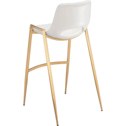 Desi Steel White & Gold Barstool (Set of 2) - LOOMLAN - Zuo Modern - Bar Stools