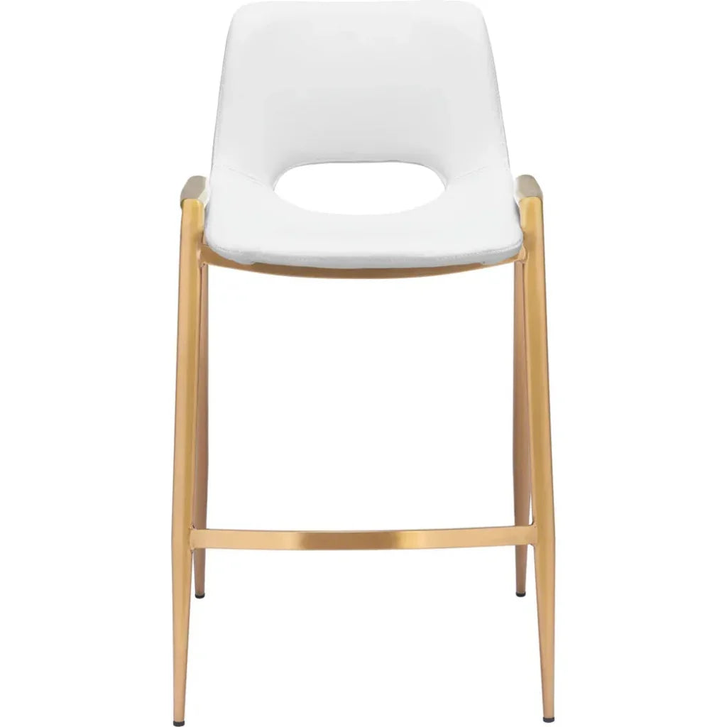 Desi White & Gold Counter Stool (Set of 2) - LOOMLAN - Zuo Modern - Counter Stools