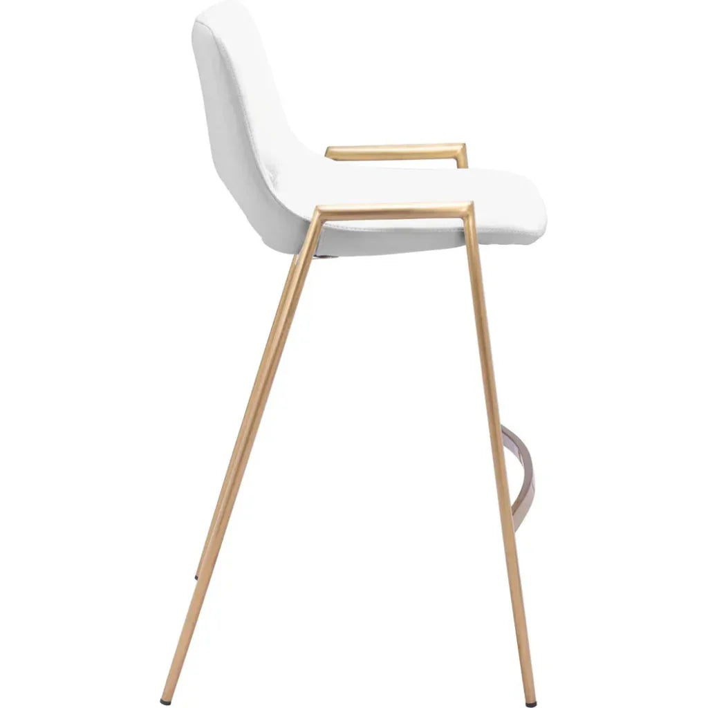 Desi White & Gold Counter Stool (Set of 2) - LOOMLAN - Zuo Modern - Counter Stools