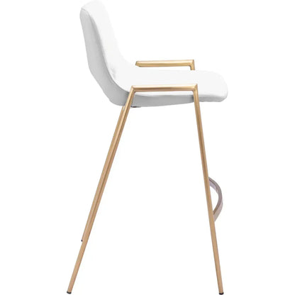Desi White & Gold Counter Stool (Set of 2) - LOOMLAN - Zuo Modern - Counter Stools