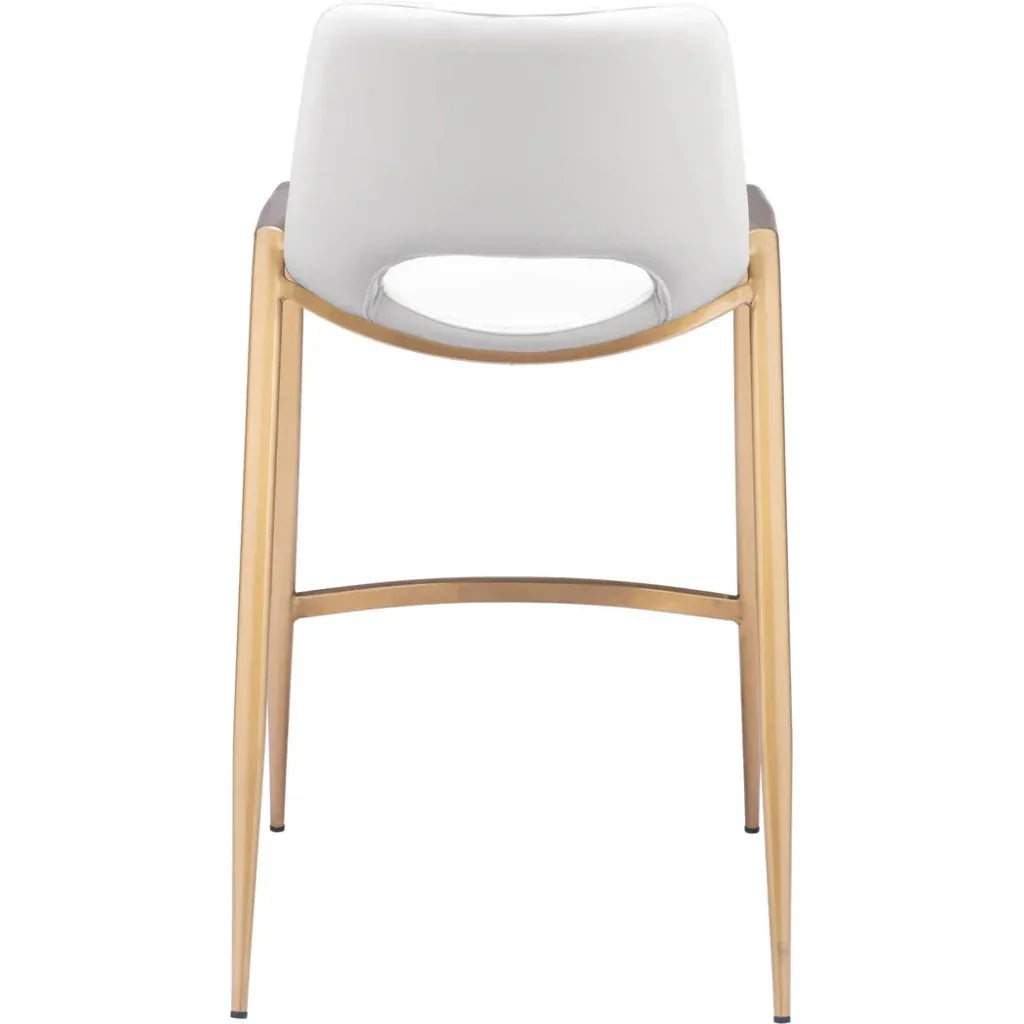 Desi White & Gold Counter Stool (Set of 2) - LOOMLAN - Zuo Modern - Counter Stools