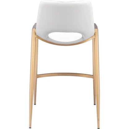 Desi White & Gold Counter Stool (Set of 2) - LOOMLAN - Zuo Modern - Counter Stools
