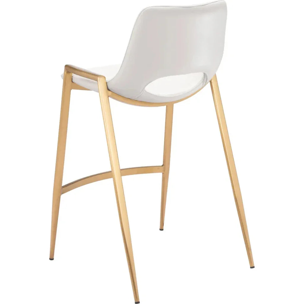 Desi White & Gold Counter Stool (Set of 2) - LOOMLAN - Zuo Modern - Counter Stools