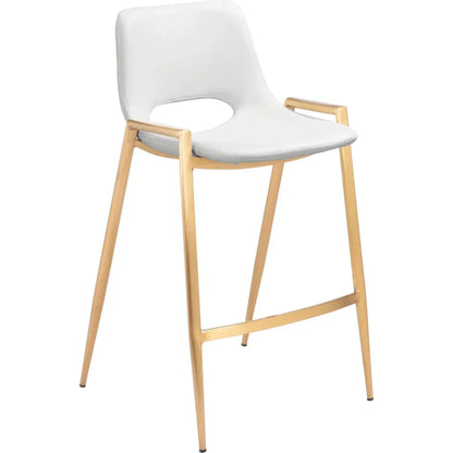 Desi White & Gold Counter Stool (Set of 2) - LOOMLAN - Zuo Modern - Counter Stools