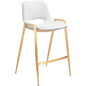 Desi White & Gold Counter Stool (Set of 2) - LOOMLAN - Zuo Modern - Counter Stools