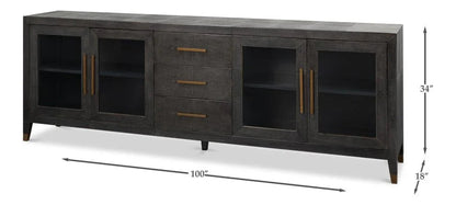 Desmond Shagreen Leather Warpped Sideboard - LOOMLAN - Sarreid - Sideboards