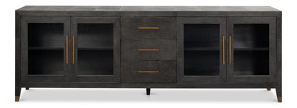 Desmond Shagreen Leather Warpped Sideboard - LOOMLAN - Sarreid - Sideboards