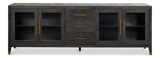 Desmond Shagreen Leather Warpped Sideboard - LOOMLAN - Sarreid - Sideboards