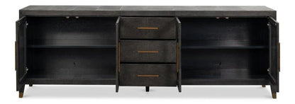Desmond Shagreen Leather Warpped Sideboard - LOOMLAN - Sarreid - Sideboards