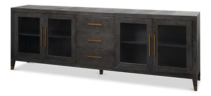 Desmond Shagreen Leather Warpped Sideboard - LOOMLAN - Sarreid - Sideboards